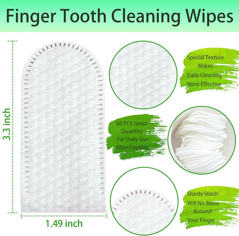 60 Pcs Pet Teeth Cleaning Wipes for Dogs and Cats, Disposable Mild Cleaning and Gum Care Pet Wipes for Refreshing Breath, Reducing Plaque and Tart...