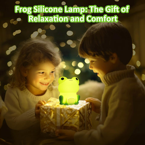 Frog Night Light, Frog Gifts for Girl, Frog Lamp Gifts Bedside Lamp for Nursery, ABS+SIL, Touch Control, Portable and Rechargeable Dimmable, Birth...