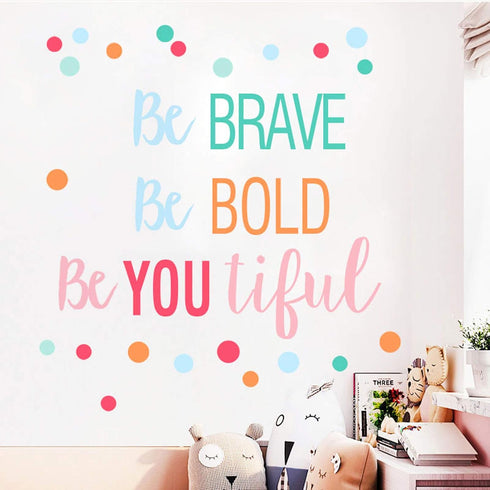 Inspirational Wall Decor Quotes for Boy Girl Room –Be Brave Be Bold Be You Tiful – Decor for Living Room Bedroom Classroom Playroom Nursery Girls ...