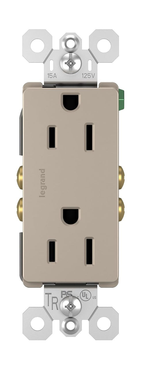 Legrand radiant 885TRNICC12 15 Amp Tamper Resistant Decorator Duplex Outlet, Side Wire or Push Wire, Nickel (1 Count)......