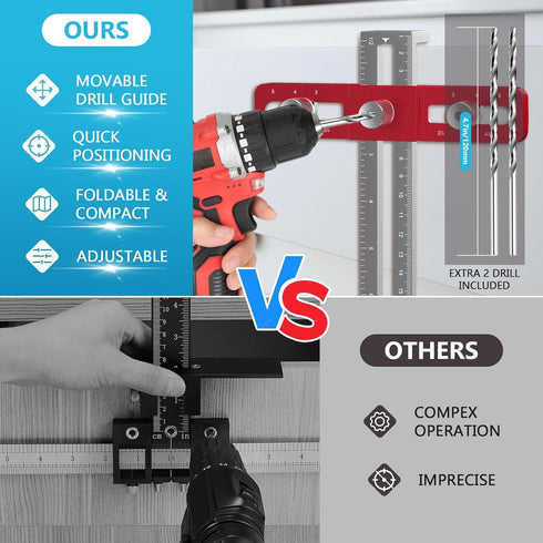 Cabinet Hardware Jig,Cabinet Hardware Template Tool,Adjustable Woodworking Drill Guide,Punch Locator Drill Guide for Installation of Door Drawer K...