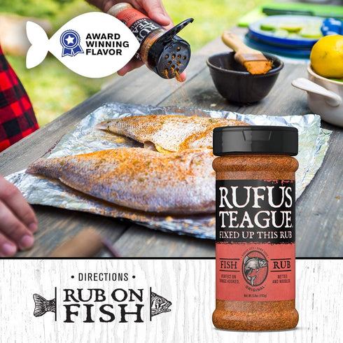 Rufus Teague - Fish Rub - Premium BBQ Rub - 6.8oz Bottle...