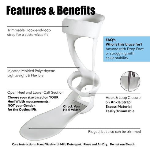 BraceOn AFO Swedish Foot Stabilizer, Drop Foot Brace for Women, AFO Brace and Foot Drop Brace, Womens, Right...