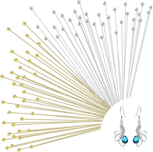 200 Pcs Pins for Jewelry Making Jewelry Head Pins Ball Head Pins 2 Inch Brass Head Ball Pins Eye Pins for Jewelry Making Bendable Headpin for Earr...