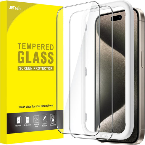 JETech Screen Protector for iPhone 15 Pro Max 6.7-Inch, Bubble Free, Tempered Glass Film with Easy Installation Tool, Case-Friendly, HD Clear, 2-P...
