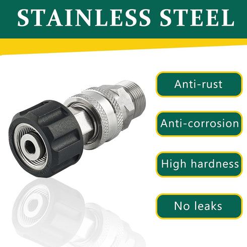 Pressure Washer Adapter Set, M22 14mm to 3/8 Inch Quick Connect, Pressure Washer Quick Connect Fittings, Stainless Steel...
