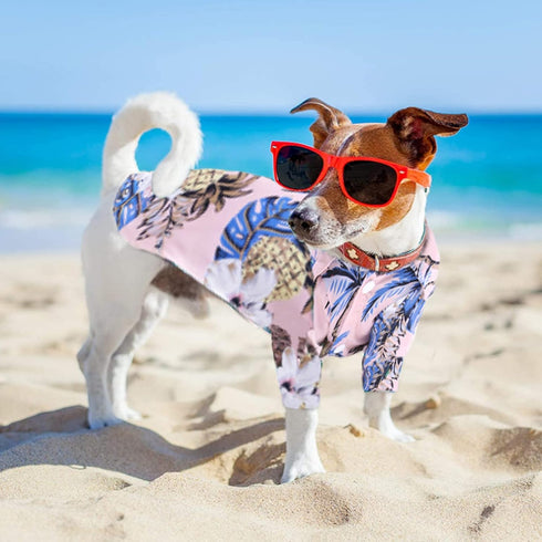 Pack of 4 Hawaiian Dog Shirt Summer Breathable Pet Clothes Dog Sweatshirts Cool Coconut Tree Pineapple Beach Dog Shirts for Small Medium Large Dog...