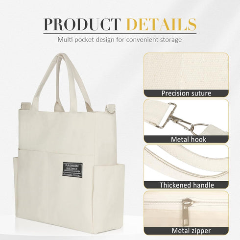 Women's Canvas Tote Bag Fashion Crossbody Handbag Large Capacity Travel Satchel...