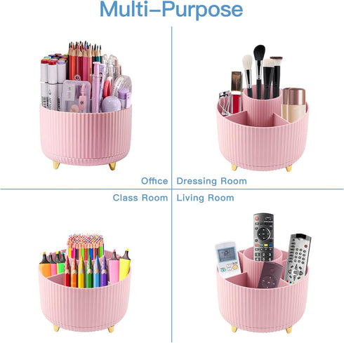 Pen Holder for Desk, Pencil Holder,5 Slots 360° Degree Rotating Desk Organizers and Accessories, Cute Pen Cup Pot for Office, School, Home, Art Su...