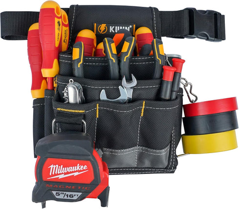 KUNN Electrician Tool Pouch - Durable Small Basic Maintenance Tool Pouch Belt with Belt Clip...