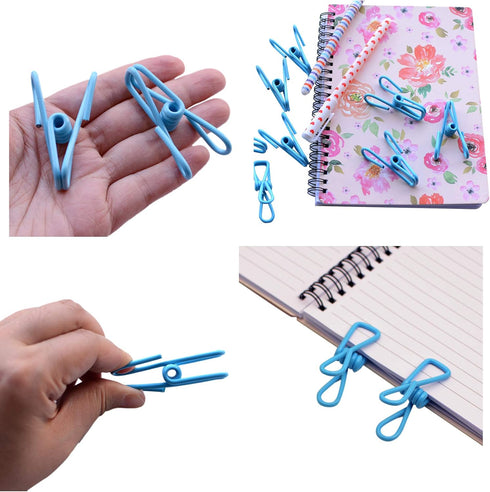 30 Pcs 2 Inch Blue Chip Clips, PVC Coating High Elasticity Strength Clothes Pins, Food Clips and Bag Clips...