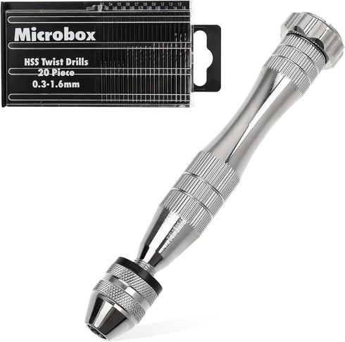 21 Pieces Pin Vise Hand Drill Bits Set Include Hand Drill Pin Vise Spiral Rotary Tool with 20 Pieces 0.3-1.6 mm Micro Twist Drill Bits for Resin C...