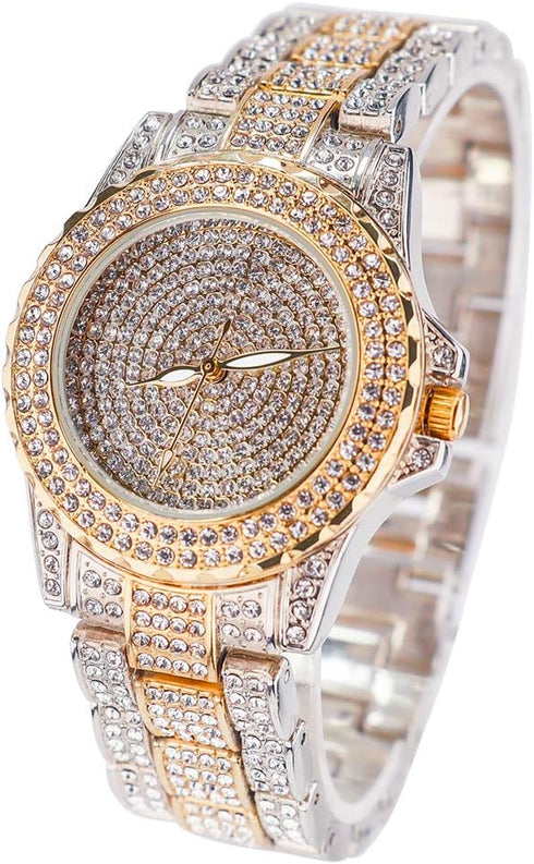 Smalody Round Luxury Women Watch Crystal Rhinestone Diamond Watches Stainless Steel Wristwatch Iced Out Watch with Japan Quartz Movement for Women...