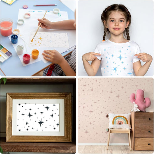 4 Pcs Star Stencil Star Stencils Different Sizes for Painting Template Star Stencil for Crafts Plastic Star Templates for Fabric Home Decor DIY Cr...