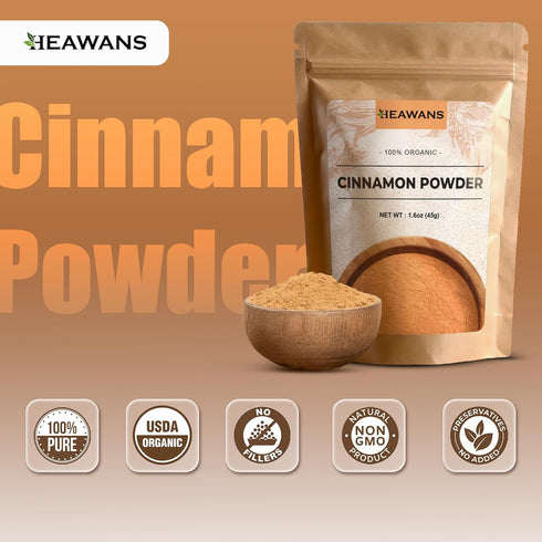 Organic Ceylon Cinnamon Ground Premium (Real or True Cinnamon) Grade Powder from a USDA certified farm in Sri Lanka. (1.6 oz)...