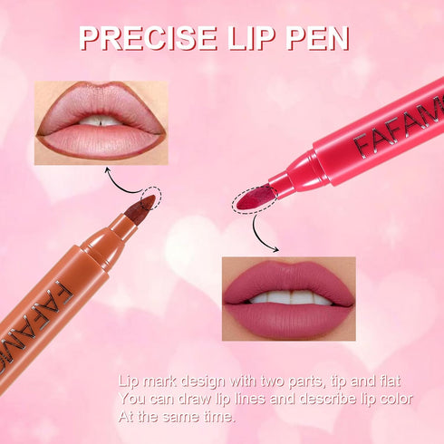 Lip Stain Pen, Velvet Matte Lip Marker, Hydrating and Waterproof Formula, Smooth Longlasting Natural Lipstick Pen Quick Drying Lip Color, 2-in-1 L...
