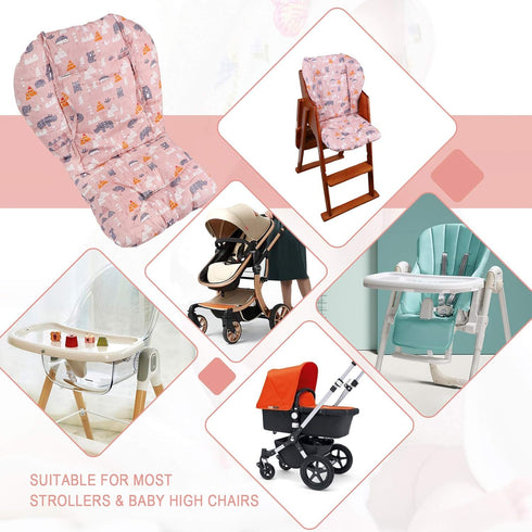 Baby High Chair Cushion, Thick Pad for Wooden High Chair, Baby Dining Chair Liner Mat (Pink Forest...