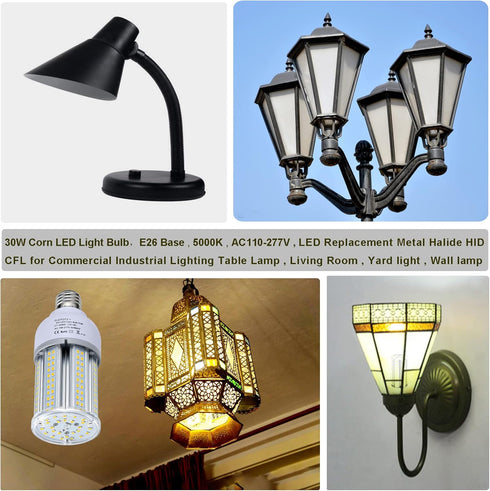 Amazon High Brightness LED Light Bulb?300W/200W/100W/60W A23 LED Corn Light Bulb, E26 E27 Base LED Corn Lamp, 5000 Lumen 5000K Daylight 110V~277V ...