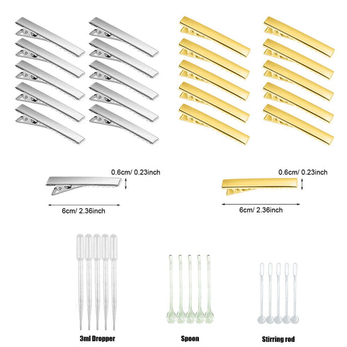 Cayway 29 PCS Resin Molds DIY Hair Pin Casting Mold Set Kit Includes 4 PCS Hair Clip Mould Strip Silicone Jewelry Molds and 24 PCS Metal Clip for ...