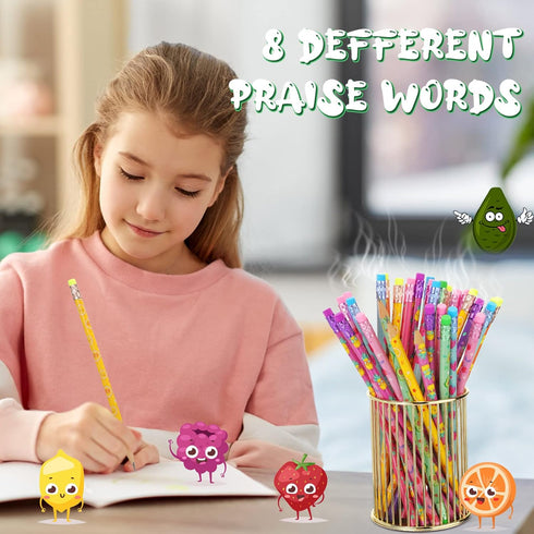 Leinuosen 60 Pcs Scented Pencils for Kids Inspirational H Pencils with Erasers Cylinder Colorful Fun Wood Pencils Motivational Graphite Pencils wi...