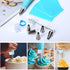 34Pcs Piping Bags and Tips Set, Bake Cake Decorating Kit with 24 Stainless Steel Tips, 2 Reusable Silicone Pastry Bags, 3 Icing Smoother, 2 Couple...