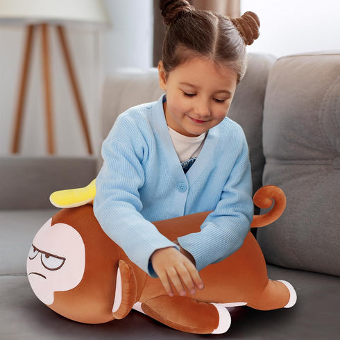 Banana Monkey Plush Pillow,Monkey Stuffed Animal Plush Toy,Cute Plushie Banana Monkey Kawaii Pillow,Lovely Monkey Hugging Pillow Gifts for Kids Ad...