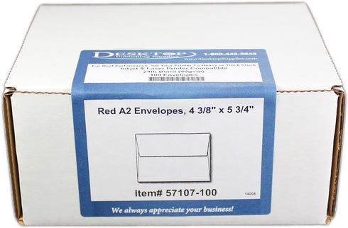 Red A2 Envelopes, 5 3/4 x 4 3/8-100 Envelopes - Desktop Publishing Supplies™ Brand Envelopes...