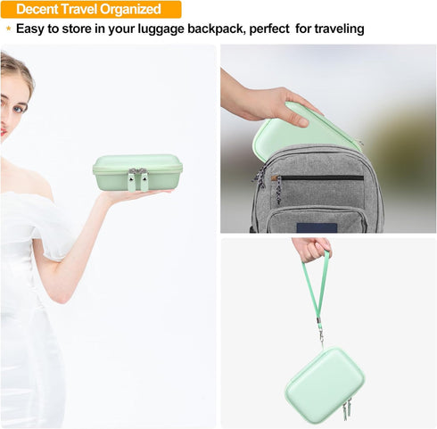 Label Maker Case for SUPVAN E10 Mini Bluetooth Label Printer, Extra Interior Mesh Pocket Fits Label Paper Cable, Green. (CASE ONLY! Label Maker no...