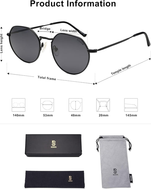 SOJOS Round Polygon Polarized Sunglasses for Women Men Retro Classic Vintage Shades SJ1157...