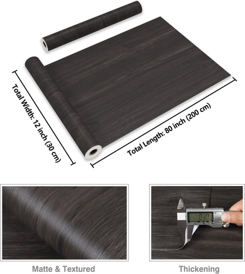 CRE8TIVE Dark Wood Contact Paper Peel and Stick Faux Wood Wallpaper Textured 12"x80" Self Adhesive Wood Grain Contact Paper for Cabinets Waterproo...