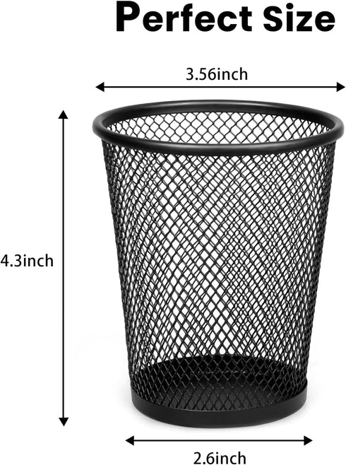 QYH Mesh Pencil Holder Metal Pen Cup Black for Desk 6 Packs...