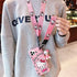 Compatible with iPhone 15 Pro Case with Screen Protector, Cartoon Cute Funny Kawaii Cat Kitty Animal Character Phone Case Silicone Lanyard 3D Cove...