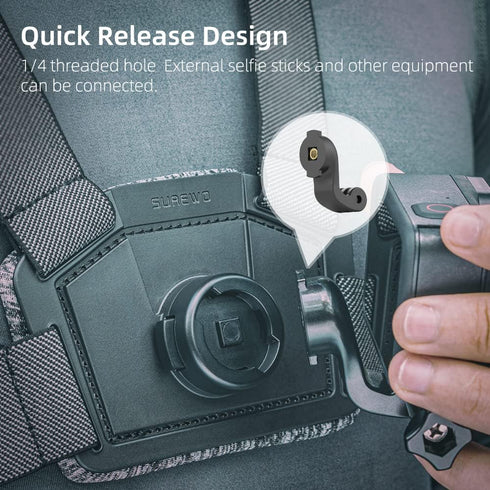 SUREWO Adjustable Chest Strap Mount Compatible with GoPro Hero 12/11/10/9/8/7/6/5 Black,DJI Osmo Action 3/2,Insta 360 ONE R and Most Action Camera...