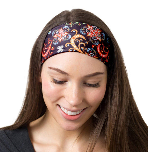 RiptGear Stretch Sport Headband for Women (Dark Unique) — Made of Non-Slip Sweat Wicking Fabric — Great for Yoga, Running or The Gym — Soft Headba...