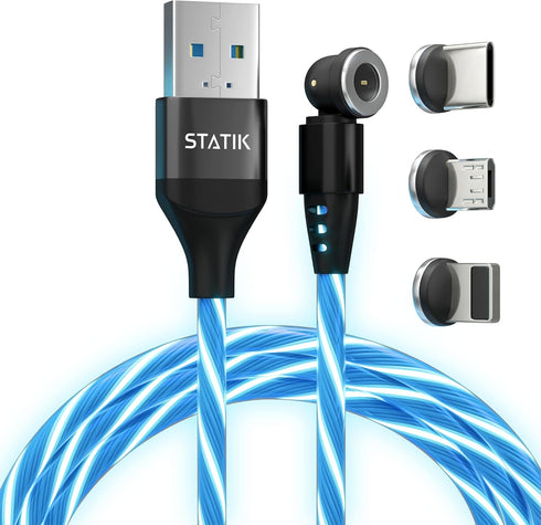 Statik GloBright 360 Magnetic Charging Cable, Light Up Charging Cable, Magnetic USB C Charging Cable, LED Charging Cable, Magnetic Charger Cable, ...