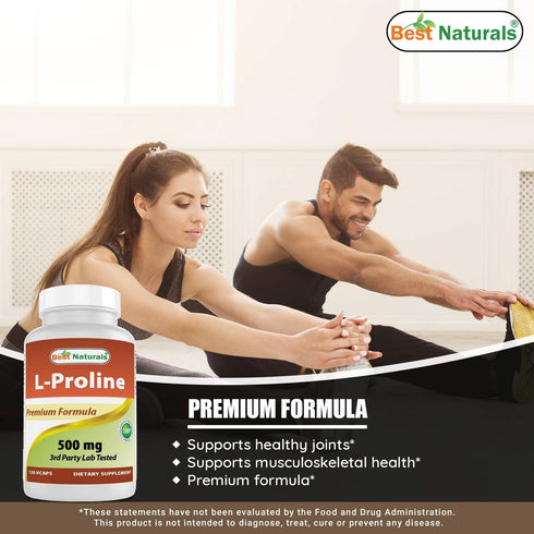Best Naturals L-proline Amino Acid Dietary Supplement 500 Mg, 120 Count (817716014456)...