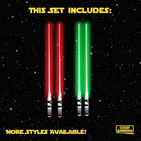 Lightsaber Chopsticks Light Up - LED Glowing Light Saber Star Wars Chop Sticks - Reusable Sushi Lightup Sabers Chopstick Set of 2 Green and Red Pa...
