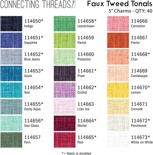 Connecting Threads Blender Collection 40 pcs Precut 100% Cotton Quilting Fabric Bundle 5" Charm Squares (Faux Tweed Tonals)...