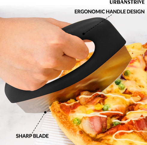 Urbanstrive Heavy Duty Stainless Steel Pizza Cutter with Cover, Super Sharp Blade Pizza Knife Pizza Cutter Rocker, Perfect Kitchen Gadgets for Piz...