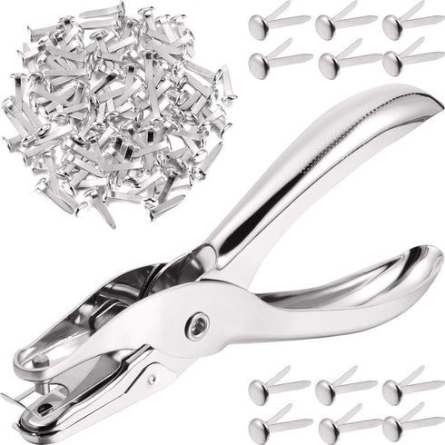300 Pieces 3/4 Inch Paper Fasteners Small Round Metal Brads with Hole Punch for Scrapbooking Crafts Making DIY (Silver)...