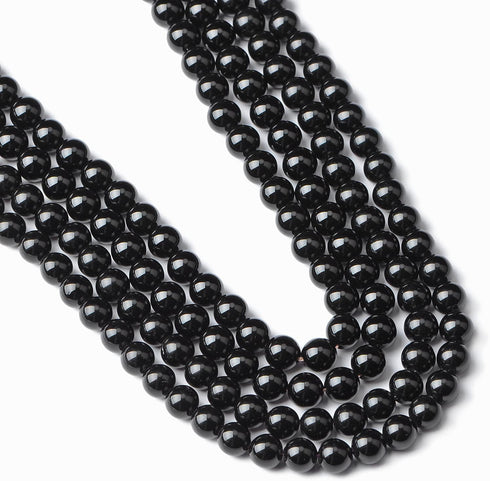 8mm 100pcs Natural Black Onyx Gemstone Round Loose Beads for Jewelry Making with Crystal Stretch Cord...