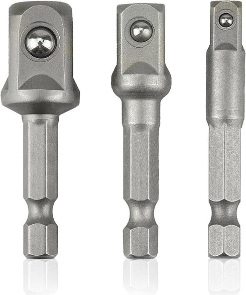 Impact Grade Socket Adapter Set, 3 Pieces Extension Sets 1/4", 3/8", and 1/2" Cr-V Steel Impact Drive, Adapter Power Drill Drivers High Torque Imp...