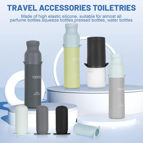 8 Pack Silicone Bottle Covers, Travel Leak Locks, Elastic Sleeves for Leak Proofing Travel, Travel Size Container Silicone Sleeves, Travel Accesso...