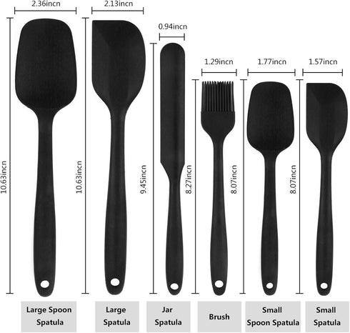Silicone Spatula, 6 pieces Heat Resistant Rubber Spatulas Set for Baking, Cooking and Mixing Kitchen Utensils Seamless One Piece Spatula with Stai...