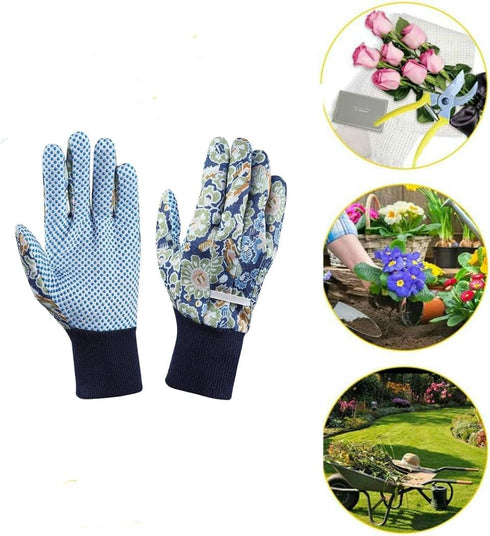 2 Pairs Gardening Gloves For Women, Ladies Gardening Gloves Floral Garden Gloves With Elastic Cuffs And Non-Slip For Yard, Fishing, Camping...
