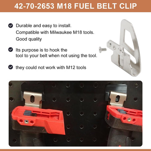 6 Pack 42-70-2653 M18 Fuel Belt Clip/Hook for Milwaukee Work Tool 2604-20, 2604-22, 2604-22CT, 2797-22...