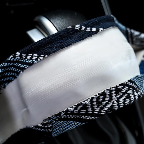 Valleycomfy Cloth Steering Wheel Covers for Women Bohemian Universal 15 inch Baja Blanket Enthic Blue...
