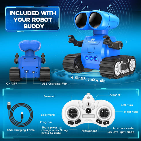 TOY Life Rechargeable Remote Control Robot Toys with Auto-Demonstration, Music & LED Eyes. Walkie Talkie Robot Toys for Kids 7 8 12, Kids Robot To...