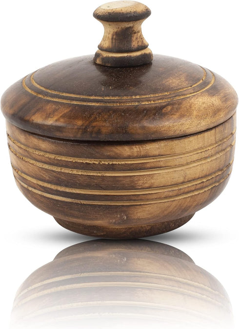 Decorative Rustic Wooden Sugar Bowl With Lid Wide Mouth Candy Treat Jar Spice Jar Holder Condiment Nuts Serving Bowl Pot Salt Spice Herb Loose Lea...