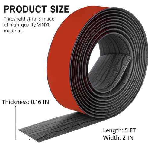 5Ft Floor Transition Strip Self Adhesive Vinyl Cover Floor Strip Flat Divider Transition Strip Wood Grain Design for Laminate Floor Gaps and Doorw...